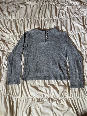 Grey Long Sleeve Button Top